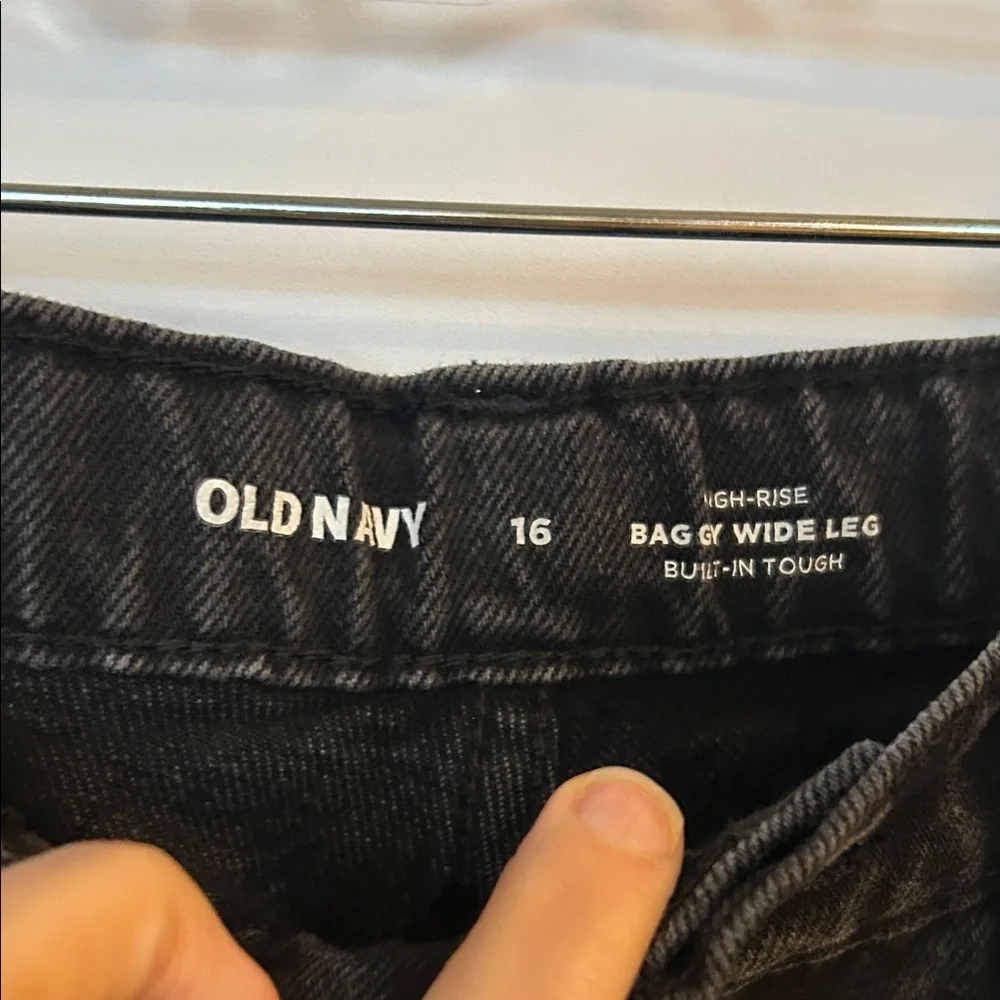 Old Navy Kids Two-Tone Black & Gray High-Rise Baggy Wide Leg Jeans - Girls 16